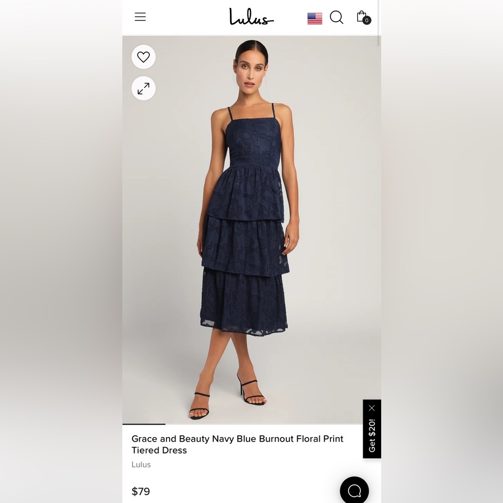 Lulus Grace and Beauty Navy Blue Burnout Floral Print Tiered Dress